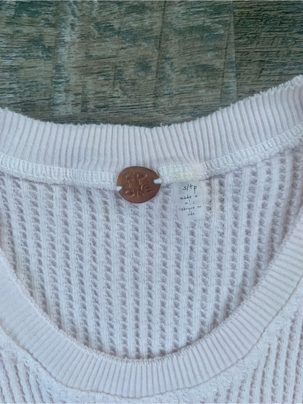 Light Pink and White Waffle-Knit Women's Tank Top by FreePeople FP